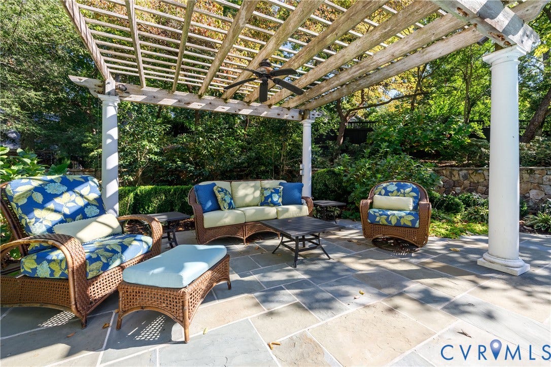 205 Poplar Lane, South Of Cary Street Rd, Richmond, VA 23226 Pergola area overlooking the pool