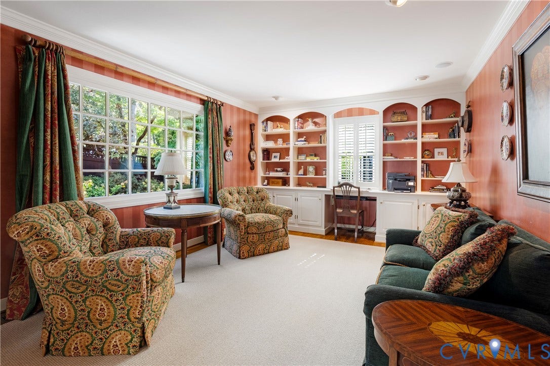 205 Poplar Lane, South Of Cary Street Rd, Richmond, VA 23226 The current owners have enjoyed this room as their library/study, but this space works equally well as a playroom or cozy den.