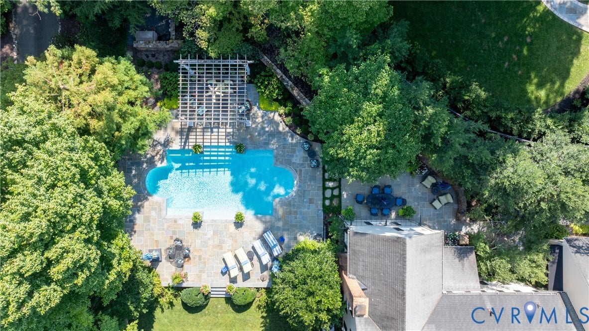 205 Poplar Lane, South Of Cary Street Rd, Richmond, VA 23226 Elevated view of the pool area