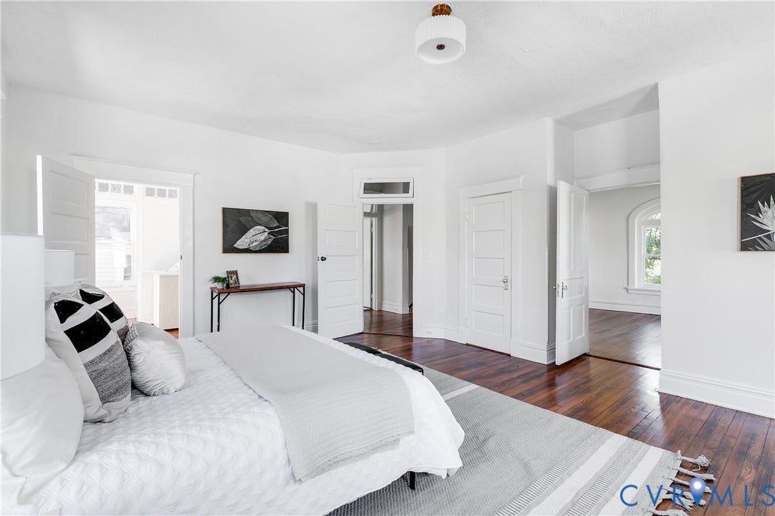2005 Barton Avenue, Barton Heights, Richmond, VA 23222 Polished dark wood-finish flooring, multi-panel interior doors, crisp white walls, and a modern drum ceiling fixture