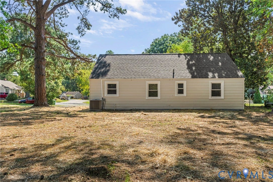 7406 Alycia Avenue, Henrico, VA 23228 Exterior with light-colored siding, multiple windows, and a dark shingle roof