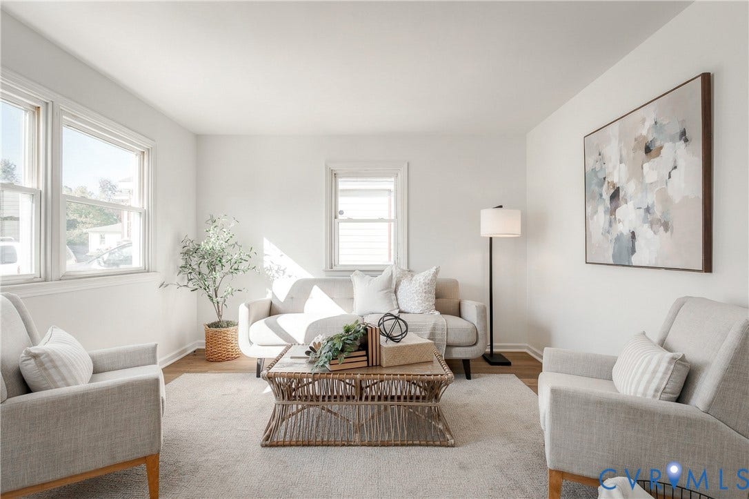 5429 Blueridge Avenue, Fulton, Richmond, VA 23231 Living area featuring wood-finish flooring, neutral walls, and multiple double-pane windows