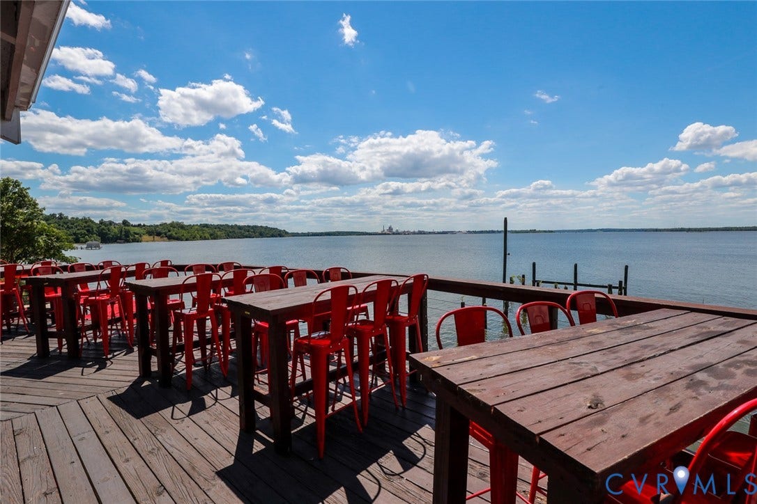 700 Jordan Point Road, North Prince George, VA 23860 Elevated wooden deck featuring a horizontal railing and direct water frontage
