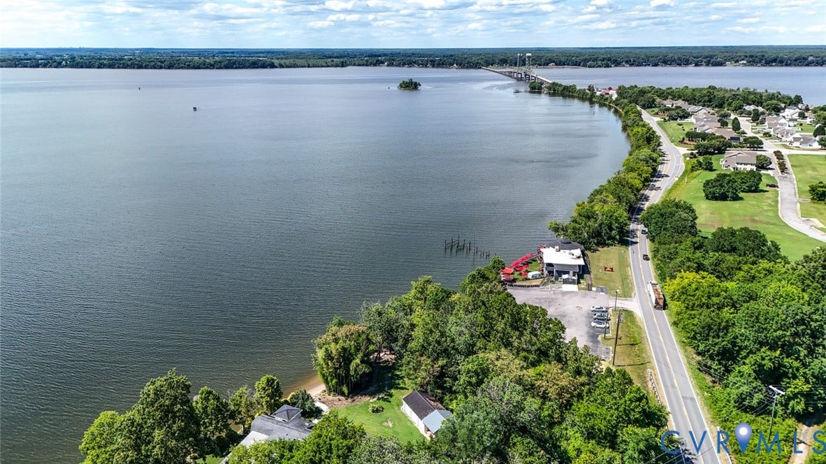 700 Jordan Point Road, North Prince George, VA 23860 Waterfront property featuring extensive shoreline, mature trees, and direct access to open water