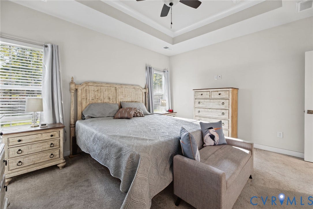 6525 Liddy Circle, Glen Allen, VA 23060 Spacious primary decorative tray ceiling and recessed lighting.