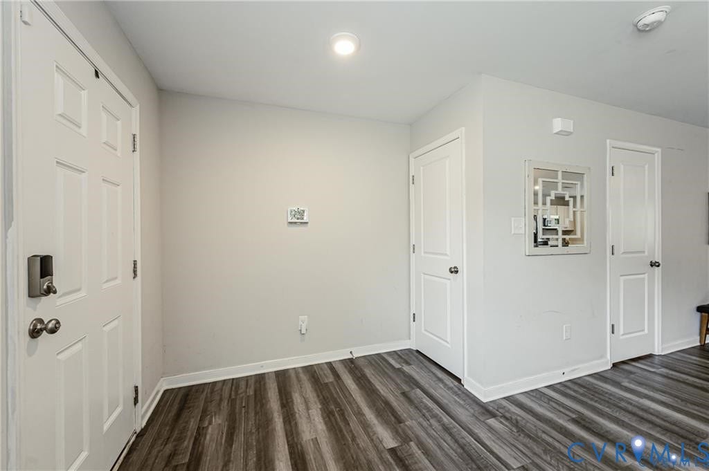 1324 Stone Ridge Park Loop, Henrico, VA 23228 Entry area featuring wood-finish flooring, two-panel interior doors, and a recessed ceiling light