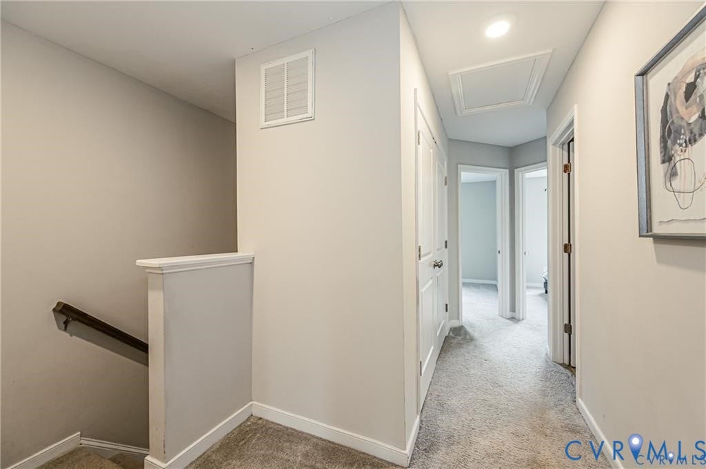 1324 Stone Ridge Park Loop, Henrico, VA 23228 Hallway featuring neutral wall paint, carpeted flooring, two-panel interior doors, and recessed lighting