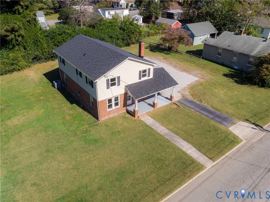 2213 W City Point Road, Hopewell, VA 23860 Aerial view of the home and yard