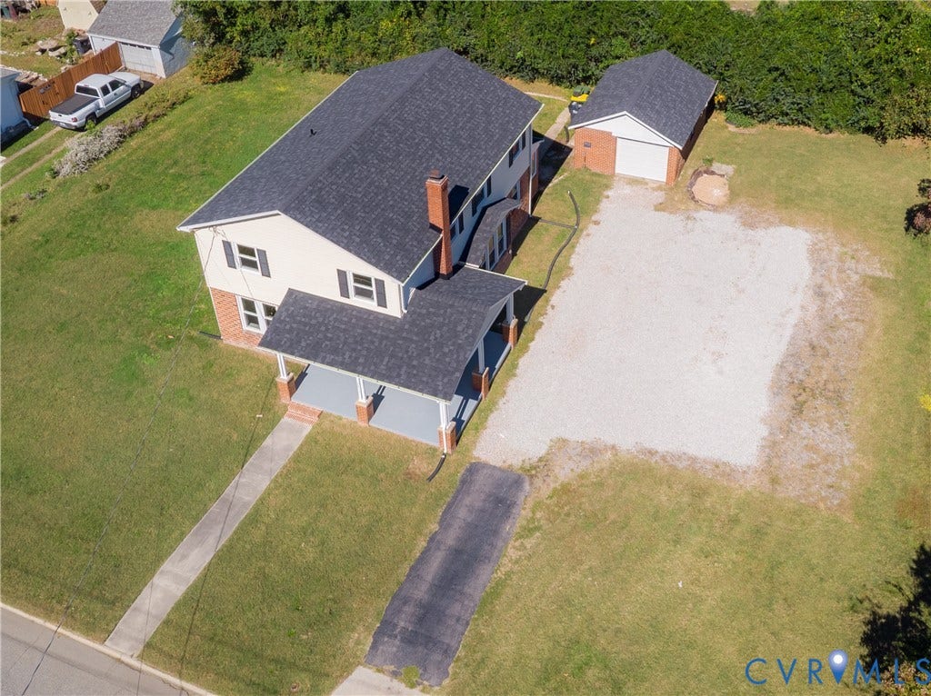 2213 W City Point Road, Hopewell, VA 23860 Aerial view of the driveway and garage