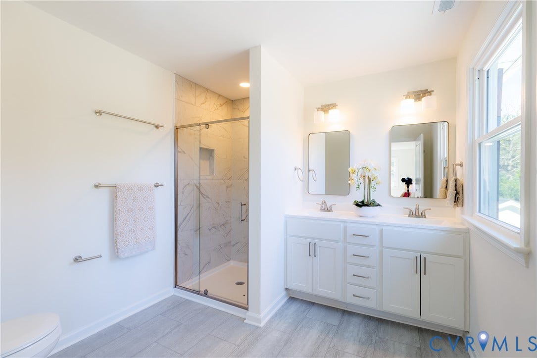 2213 W City Point Road, Hopewell, VA 23860 Primary bath with tiled walk in shower