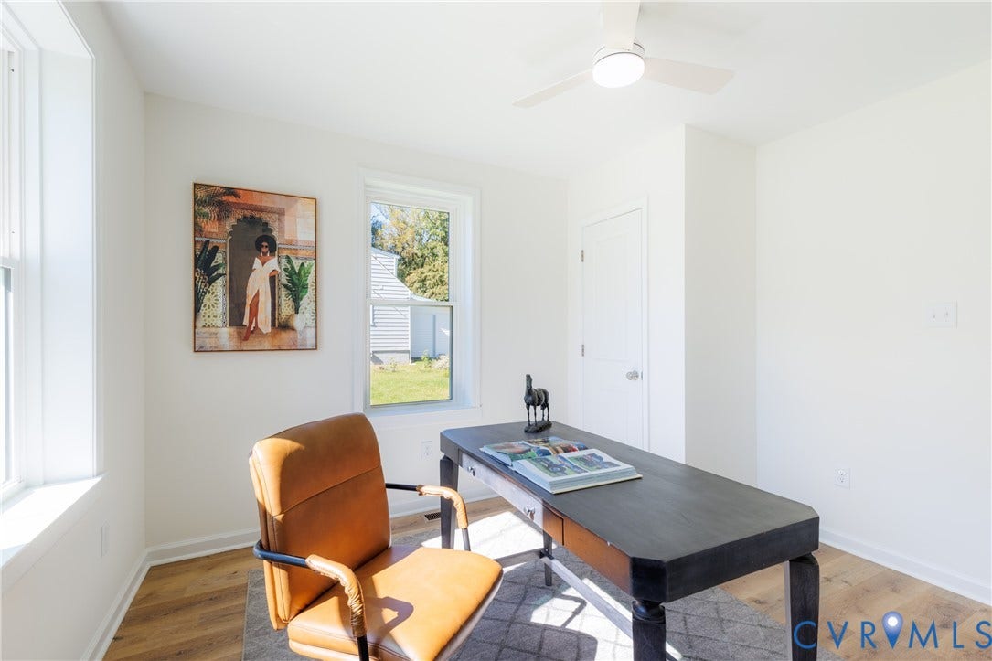 2213 W City Point Road, Hopewell, VA 23860 First floor bedroom with ceiling fan