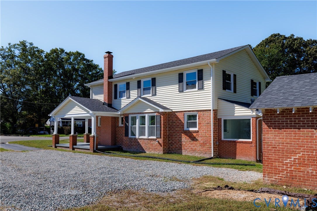 2213 W City Point Road, Hopewell, VA 23860 Side view with chimney and driveway