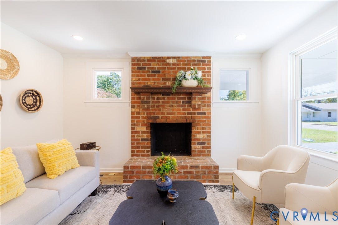 2213 W City Point Road, Hopewell, VA 23860 Brick fireplace with mantel