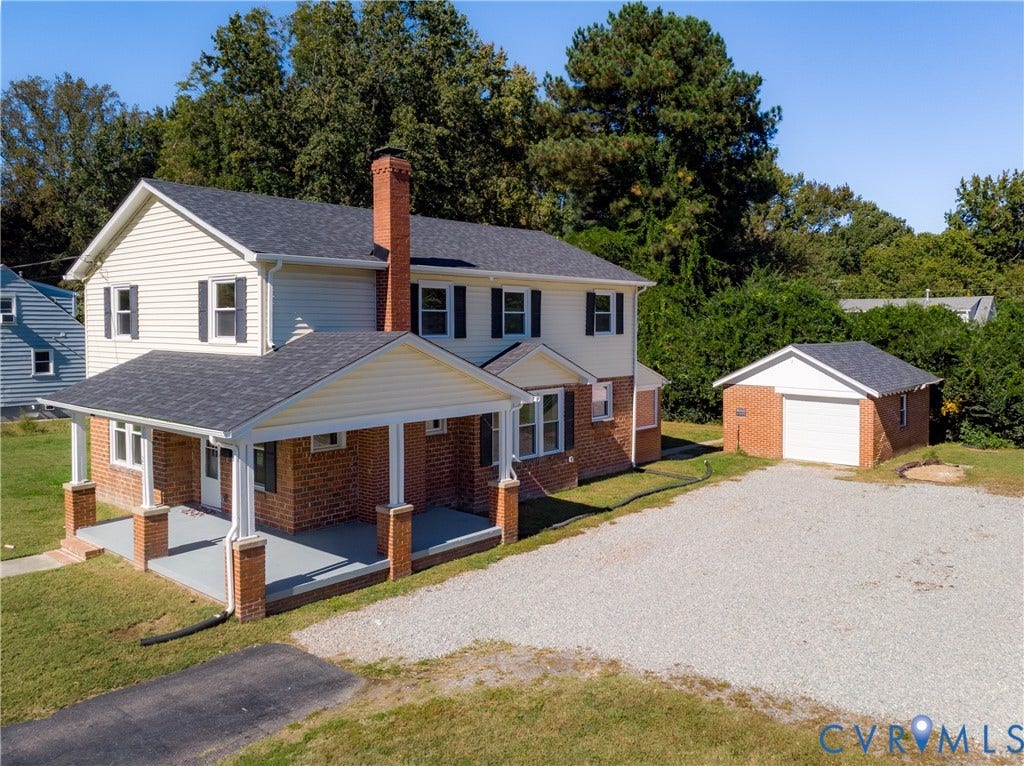2213 W City Point Road, Hopewell, VA 23860 Aerial view of the home and garage