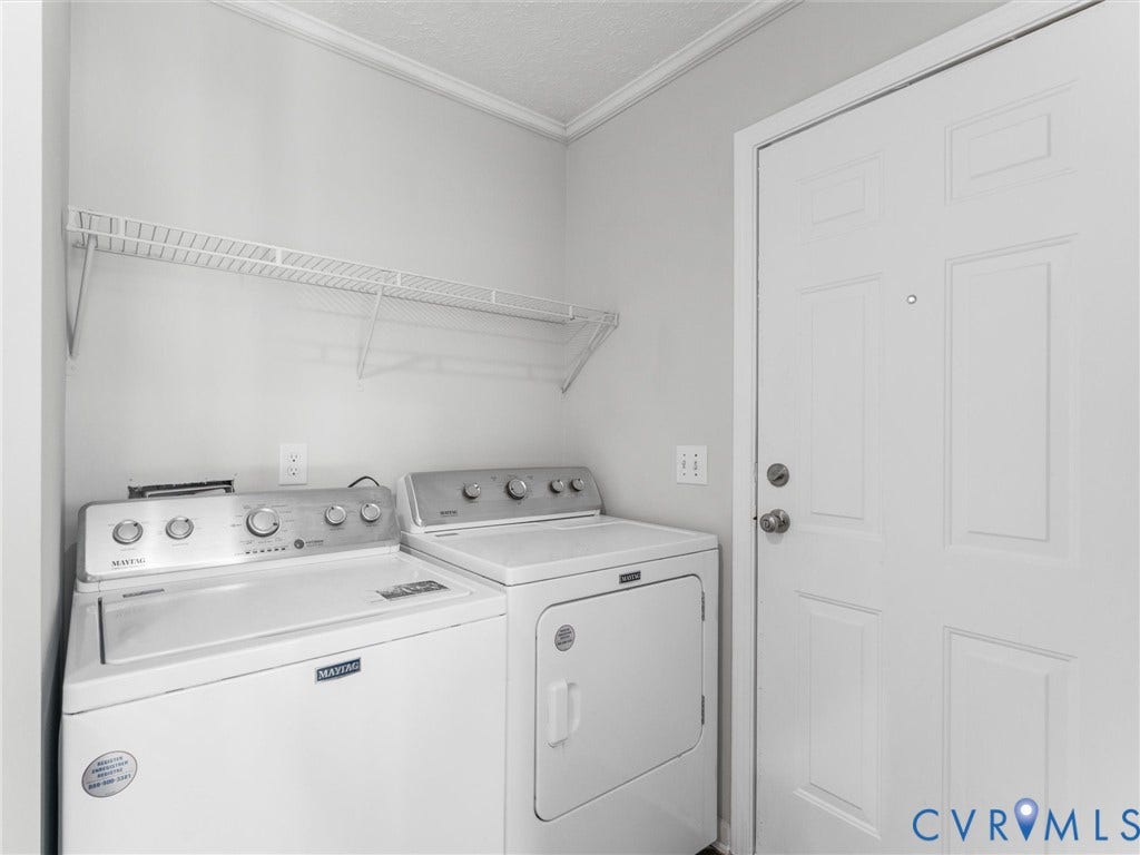 1625 Cedar Lane, Powhatan, VA 23139 Laundry area featuring built-in wire shelving and a six-panel door