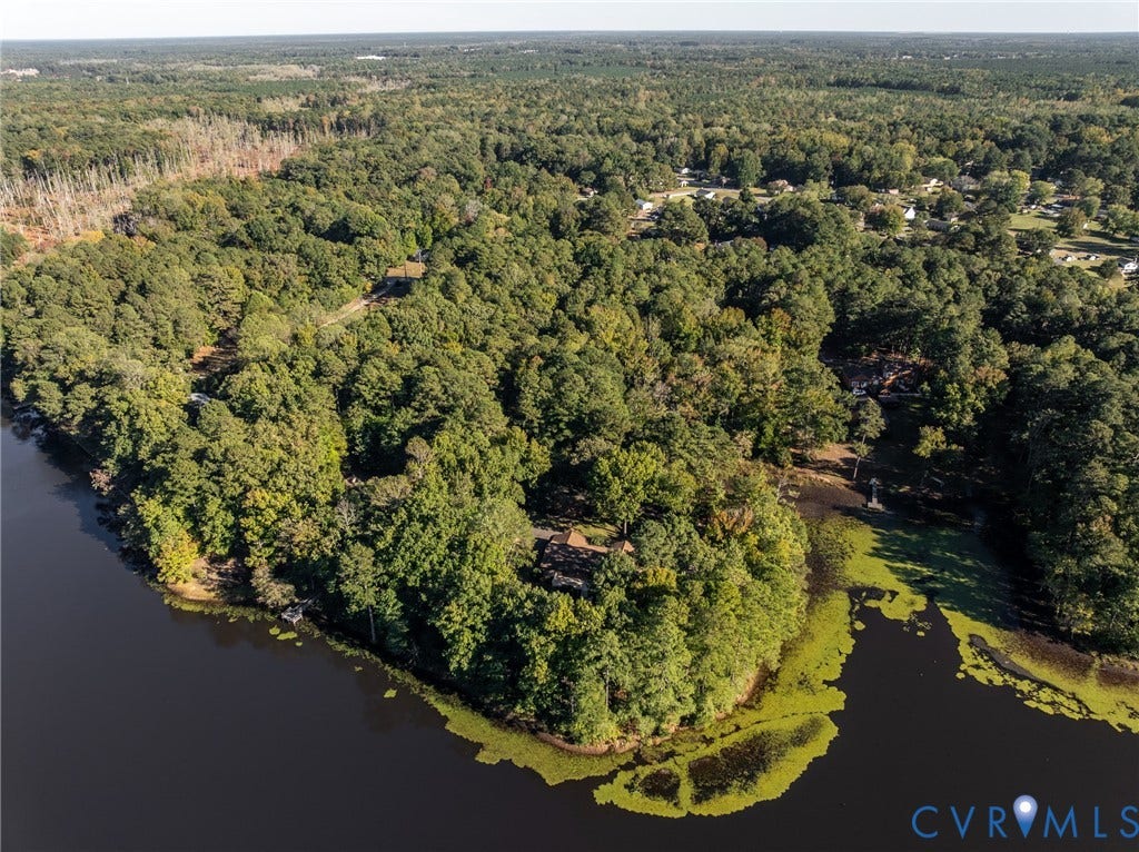 10862 Walton Lake Road, Dick Woods Subdivision, Disputanta, VA 23842 Waterfront property featuring extensive wooded acreage, natural shoreline, and secluded grounds