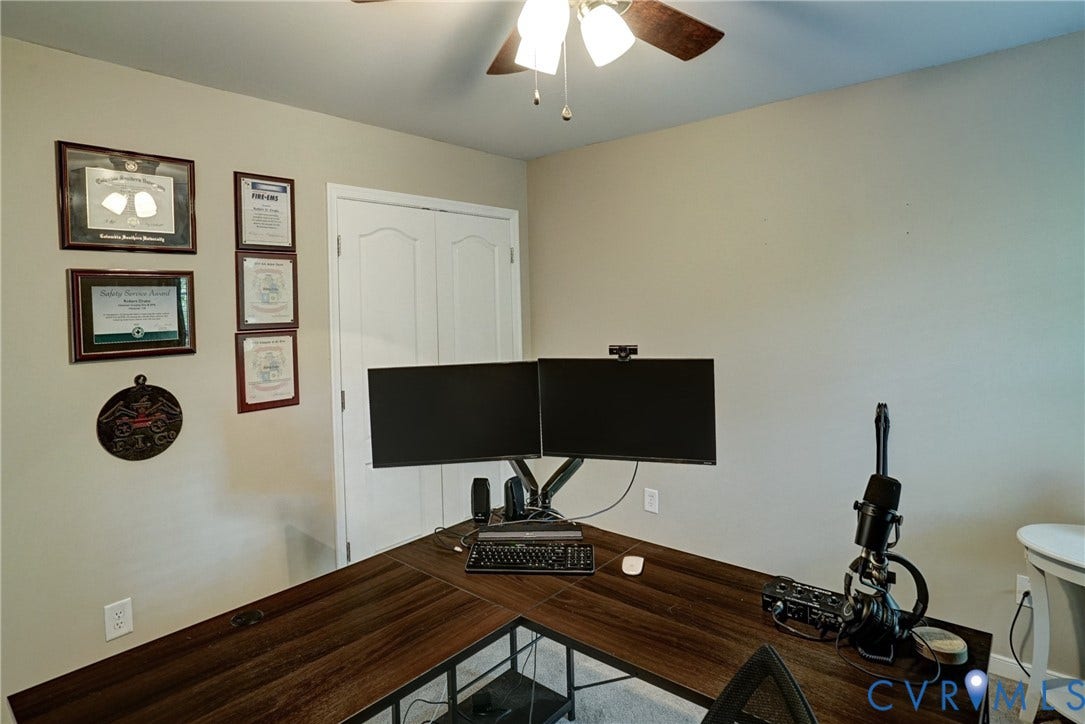 8909 Hollycroft Court, Mechanicsville, VA 23116 Room featuring a ceiling fan with integrated lighting and double-panel closet doors