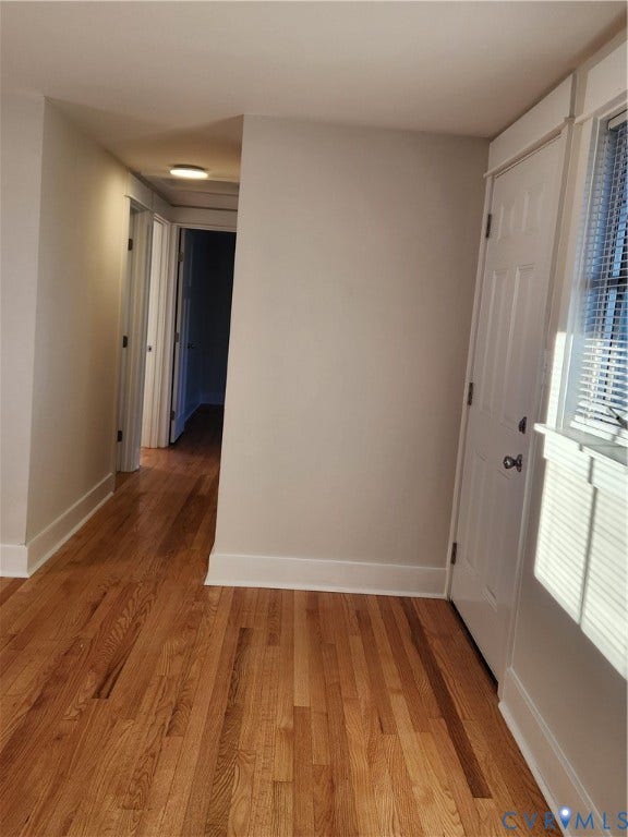 1209 Newtown Road, King & Queen, VA 23148 Wood-finish flooring, multi-panel interior doors, and a window with fitted blinds