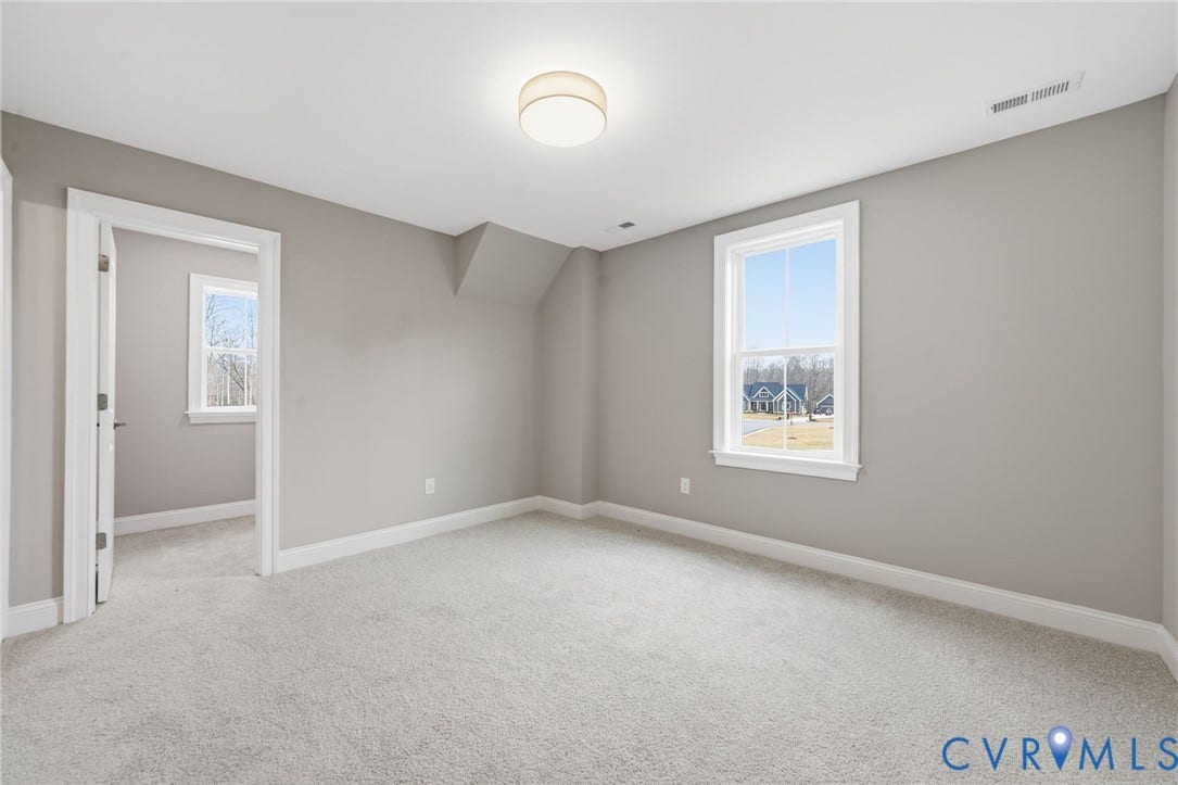 18132 Dogwood Trail Way, Rockville, VA 23146 Neutral-toned interior space featuring wall-to-wall carpeting, a flush-mount drum light fixture, and multi-pane window with white trim