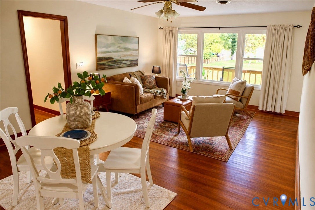 9012 Shawonodasee Road, Courthouse, Chesterfield, VA 23832 Wood-finish flooring, oversized picture window, and ceiling-mounted light fixture
