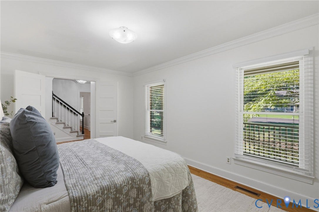 2311 Castle Hill Road, Midlothian, VA 23113 Room featuring crown molding, neutral wall finishes, wood-finish flooring, and multiple windows with horizontal blinds