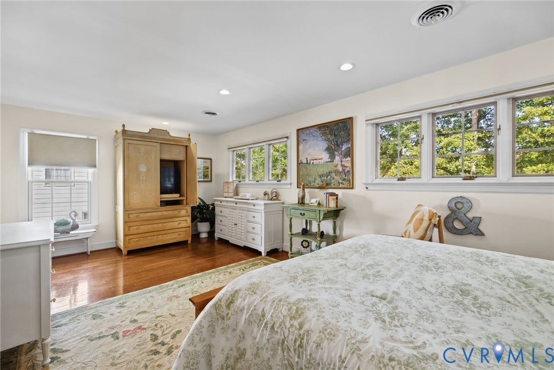 13908 Pagehurst Terrace, Salisbury, Midlothian, VA 23113 Spacious room featuring wood-finish flooring, multi-pane windows, and recessed lighting