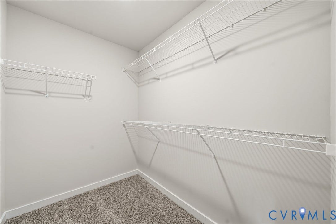 8209 Grantham Woods Way, Grantham Woods, Henrico, VA 23231 Storage space featuring wall-mounted wire shelving and carpeting
