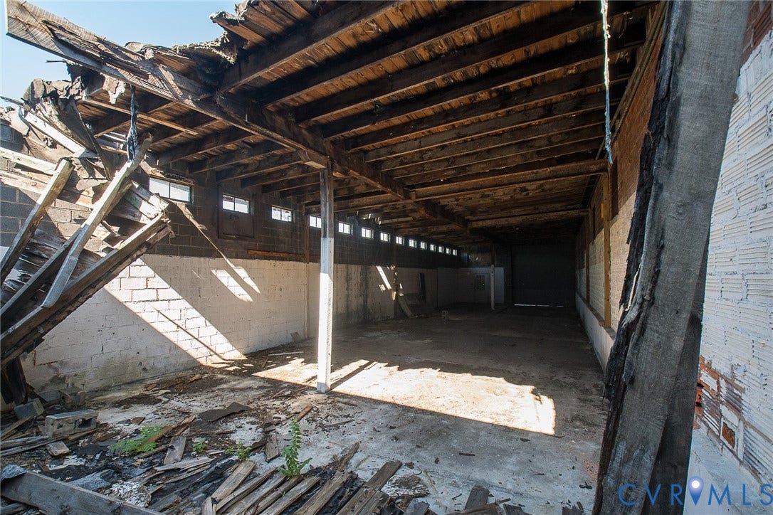 109 E Oak Street, Covington, VA 24426 Industrial structure featuring concrete block masonry walls, exposed wood beam ceiling, and a concrete floor