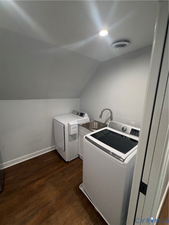 2305 Lydell Drive, Ginter Park - Adjacent, Glen Allen, VA 23228 Laundry area featuring wood-finish flooring, a stainless steel sink with a goose-neck faucet, and built-in cabinetry