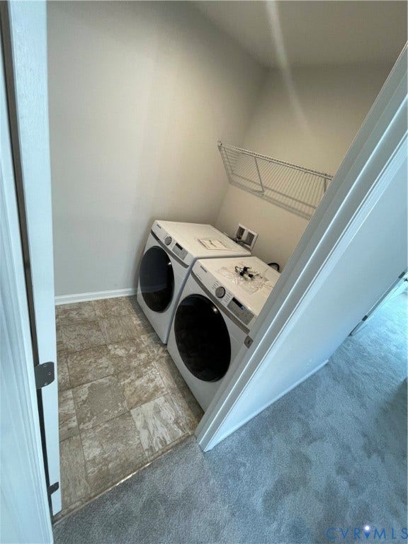 9212 St Charles Circle, Richmond, VA 23235 Laundry space featuring tile flooring and an integrated wire shelving unit