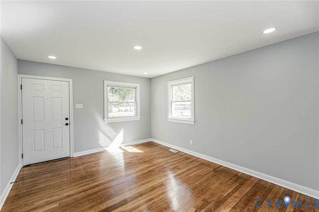 506 Meadowspring Road, Henrico, VA 23223 Wood-finish flooring, recessed lighting, neutral wall paint, and two double-hung windows