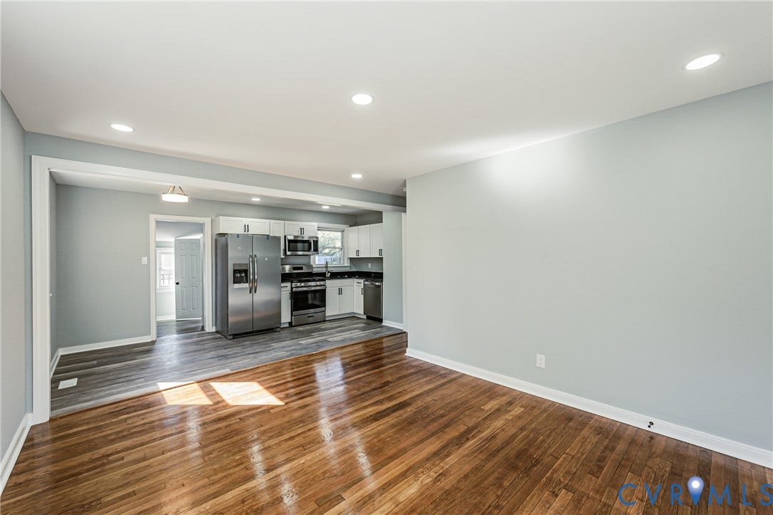 506 Meadowspring Road, Henrico, VA 23223 Hardwood flooring, recessed lighting, and kitchen area featuring stainless steel appliances and wood-finish flooring