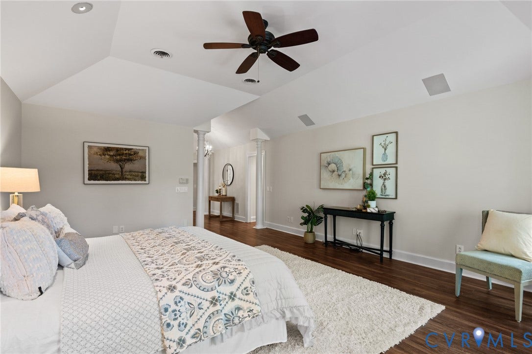 11429 Barrington Bridge Court, Henrico, VA 23233 Vaulted ceilings with recessed lighting, wood-finish flooring, and structural columns