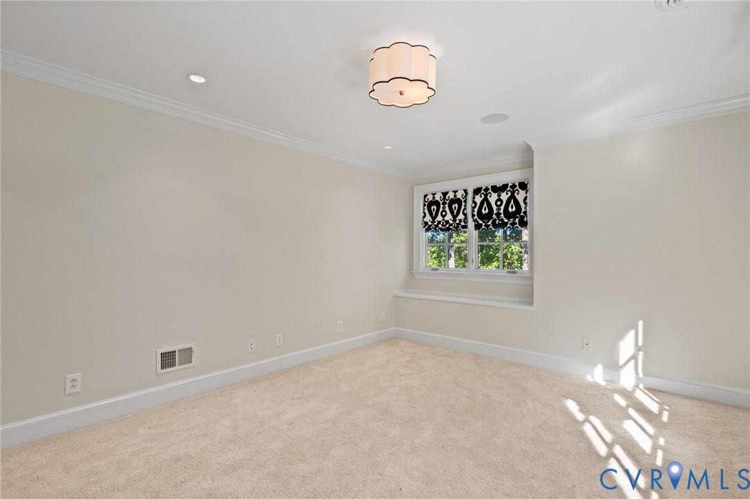 11429 Barrington Bridge Court, Henrico, VA 23233 Neutral interior featuring crown molding, recessed lighting, a decorative drum ceiling fixture, and a window seat with multi-pane window