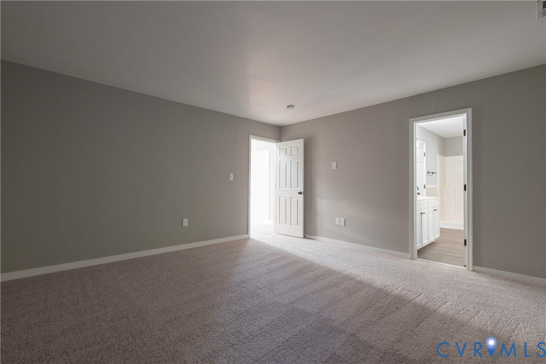 7009 Summers Trace Court, Chesterfield, VA 23832 Primary Bedroom with Neutral-toned walls, wall-to-wall carpeting, and a full bath
