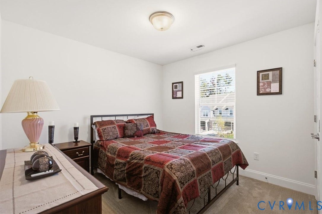 18743 Palisades Ridge, Palisades Cove, Moseley, VA 23120 Neutral-toned wall-to-wall carpeting, single-pane window with natural light, and a flush-mount ceiling light fixture