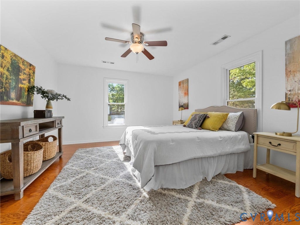 5504 Chanson Road, Salem Woods, North Chesterfield, VA 23237 Wood-finish flooring, dual windows with natural light, and ceiling fan with integrated lighting