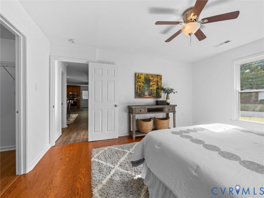 5504 Chanson Road, Salem Woods, North Chesterfield, VA 23237 Hardwood flooring, ceiling fan with integrated light fixture, multi-pane window, and six-panel interior doors