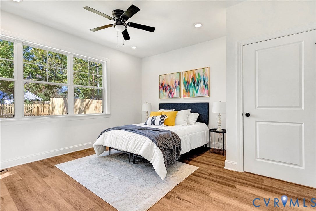 1807.5 Gordon Avenue, Oak Grove, Oak Grove, VA 23224 Room featuring wood-finish flooring, recessed lighting, a multi-pane window, and a ceiling fan
