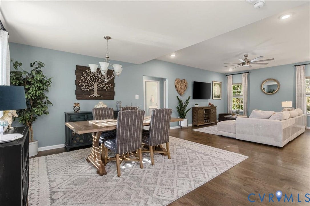 5325 Sandy Ridge Court, Chesterfield, VA 23832 Dining room open to the living room, new scratch proof high end LVP