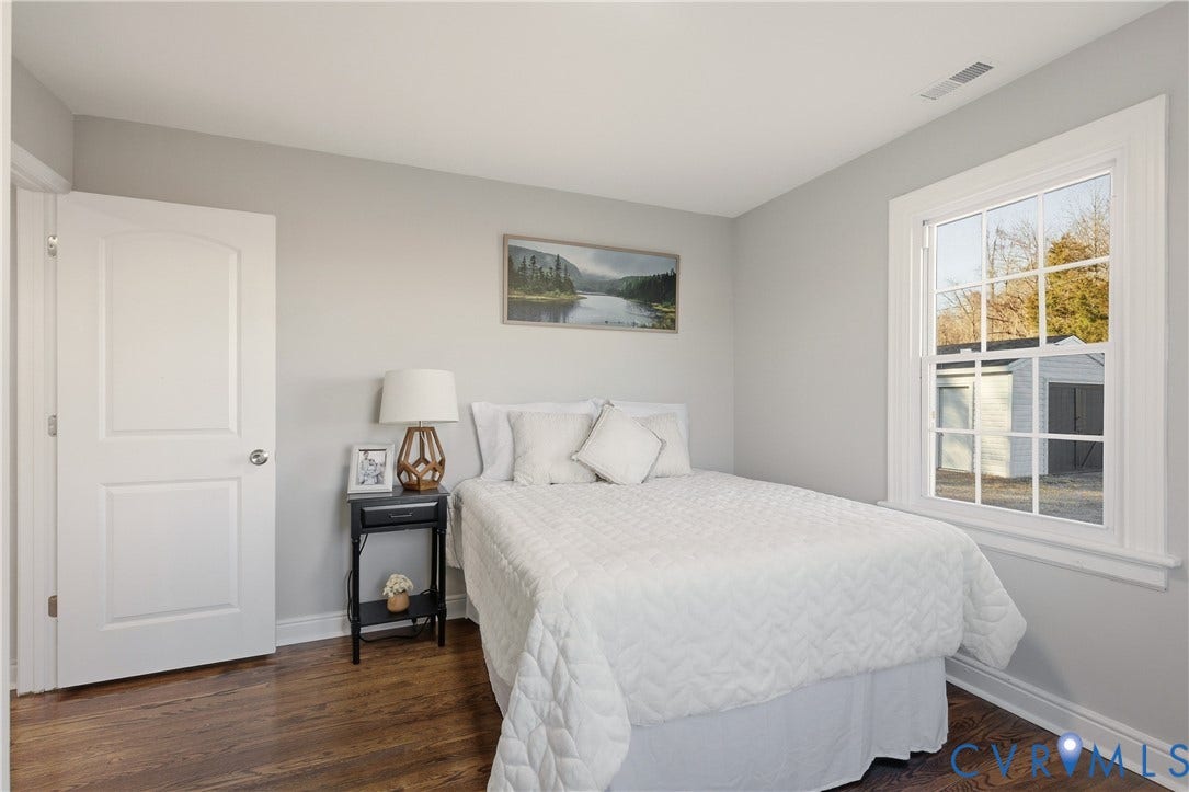 6280 Monahan Road, Henrico, VA 23231 Room featuring wood-finish flooring, a multi-pane window with white trim, and a paneled interior door