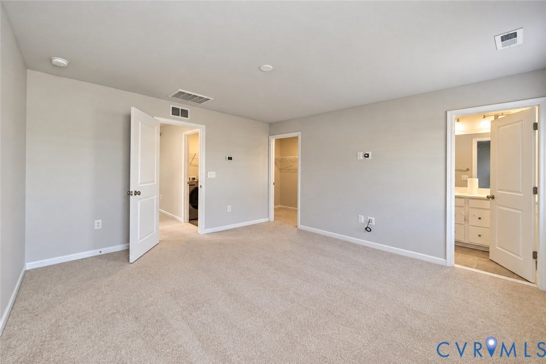 500 Rivanna Hill Way, Glen Allen, VA 23060 Neutral-toned interior featuring wall-to-wall carpeting, three-panel interior doors, and multiple walk-in storage areas
