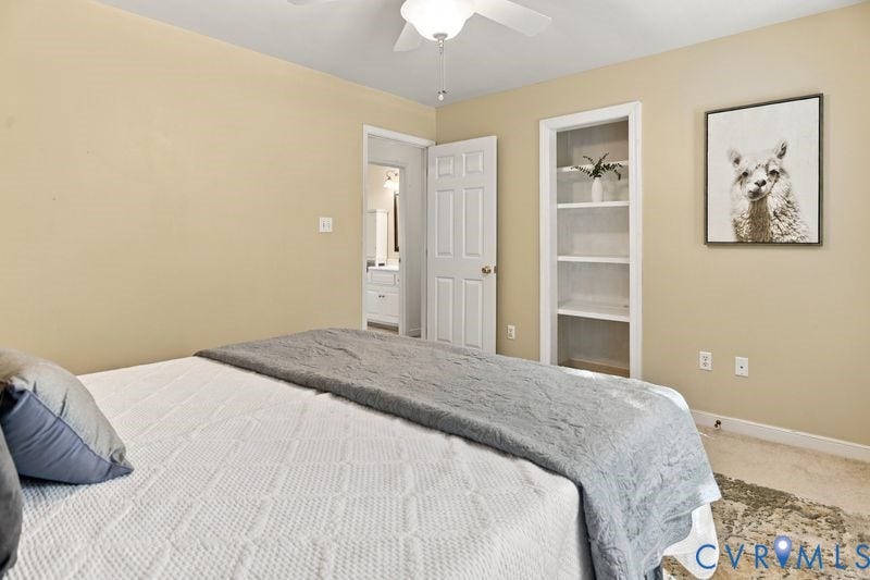 10208 Claybar Trail, Chesterfield, VA 23236 Built-in recessed shelving, ceiling fan with light fixture, and six-panel interior door