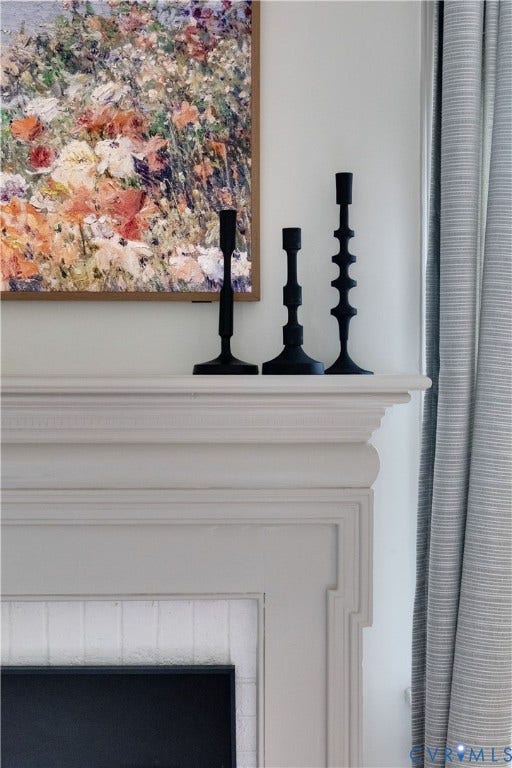 4710 Park Avenue, Mary Munford / Near West End, Richmond, VA 23226 Fireplace mantel featuring stepped decorative crown molding and an integrated brick surround
