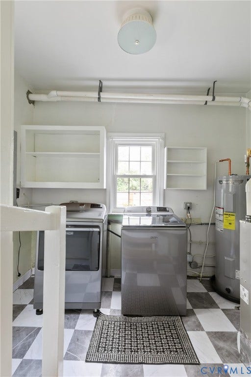 4710 Park Avenue, Mary Munford / Near West End, Richmond, VA 23226 Utility area featuring checkerboard patterned flooring, built-in open wall shelving, a centered window, and a drum-style ceiling light fixture