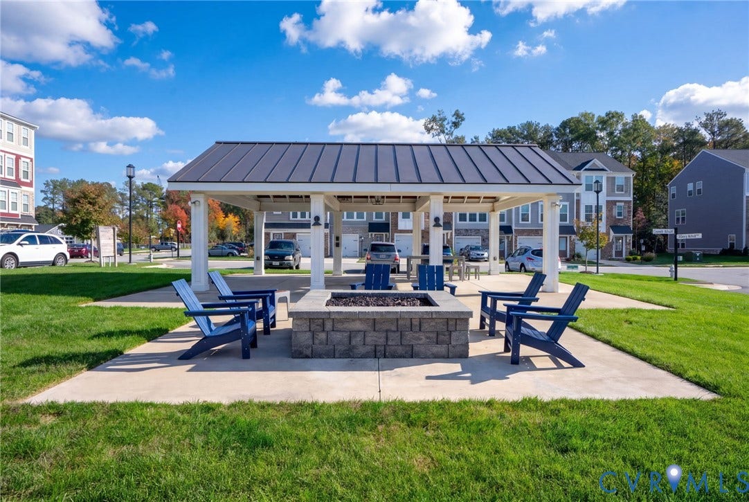 640 Rivanna Hill Road, Glen Allen, VA 23060 Gather around the community fire pit, featuring Adirondack seating beside the covered pavilion.