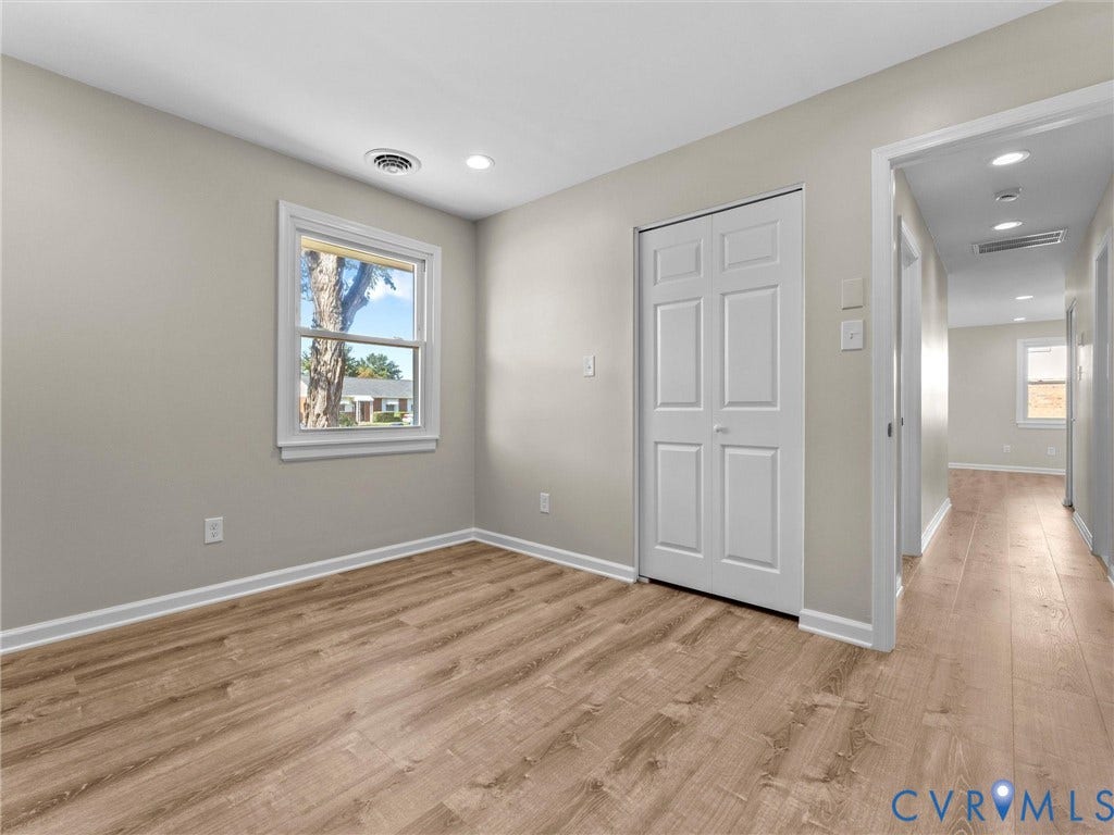 3303 Jowin Lane, Henrico, VA 23223 Interior space featuring light-toned wood-finish flooring, recessed lighting, neutral wall paint, and a double-panel closet door