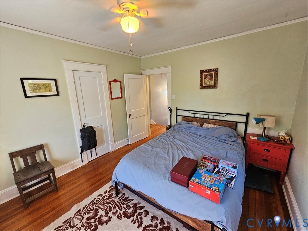 1206 Westminster Avenue, Richmond, VA 23227 Hardwood flooring, multi-panel interior doors with original-style woodwork trim, and a ceiling-mounted light fixture