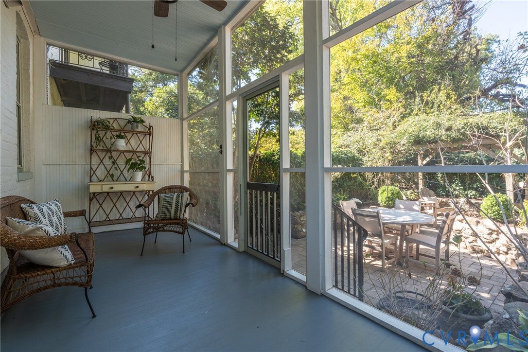 106 N Shields Avenue, The Fan, Richmond, VA 23220 Screened porch off the kitchen, overlooking the garden.
