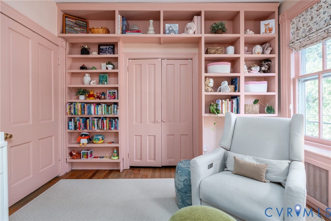 106 N Shields Avenue, The Fan, Richmond, VA 23220 Built-in shelves frame the closet and run above it.